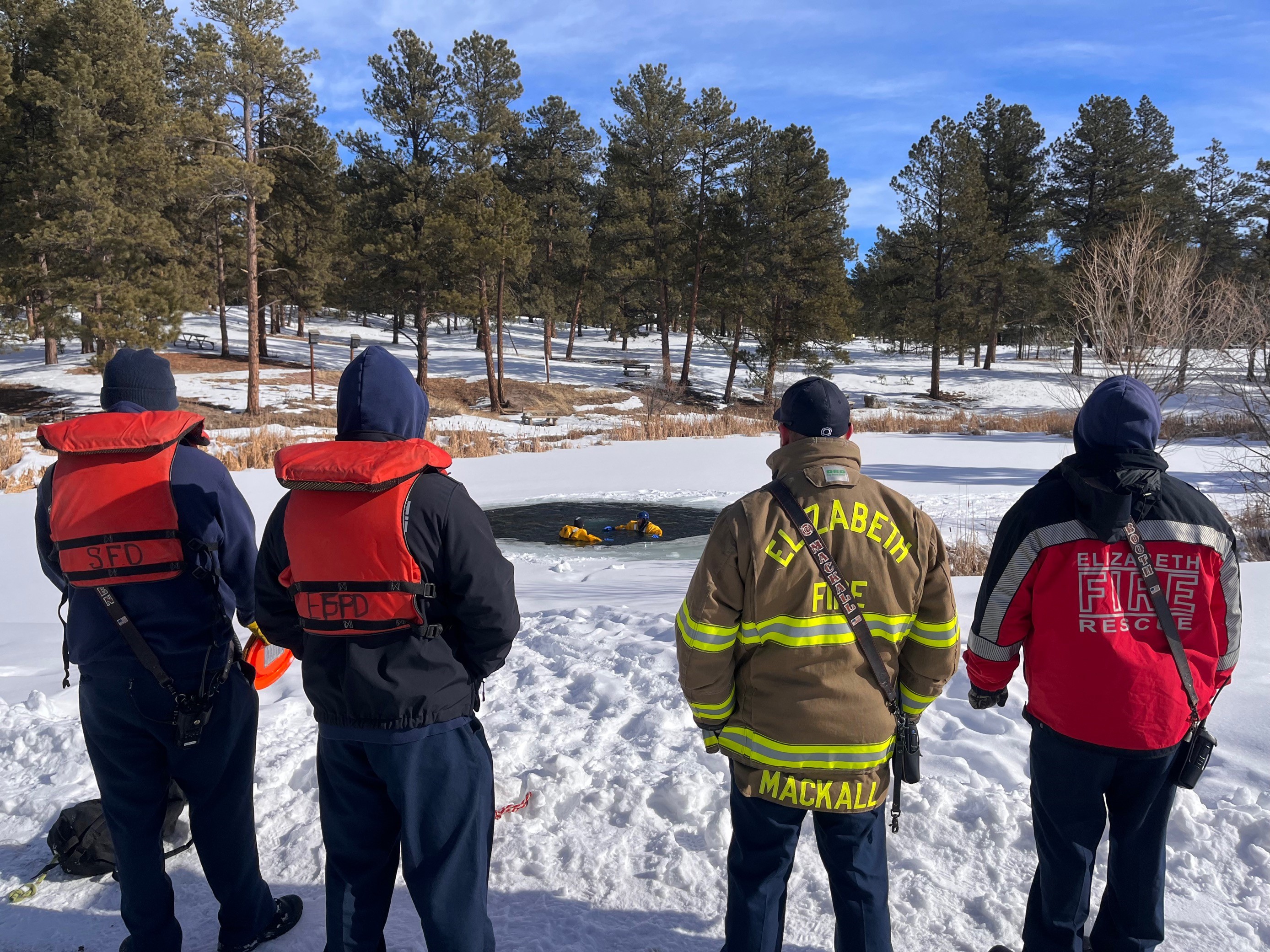 Crews during ice rescue training