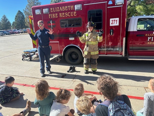 Crews and kids during engine demo