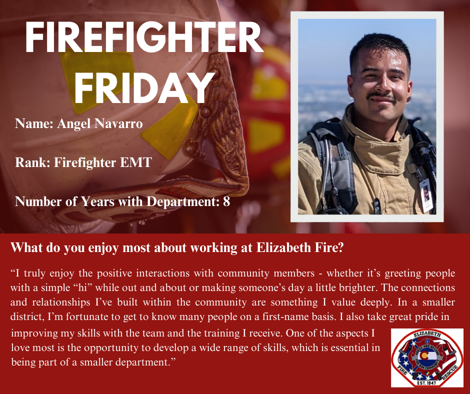 Firefighter Friday social media post for Angel Navarro