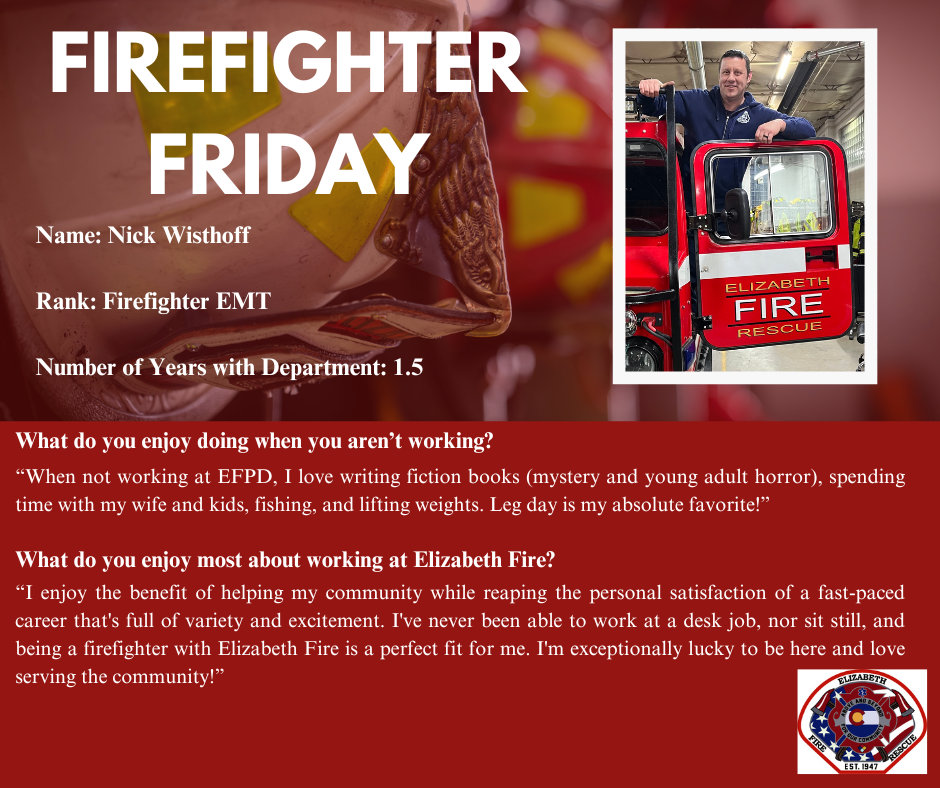 Firefighter Friday social media post for Nick Wisthoff