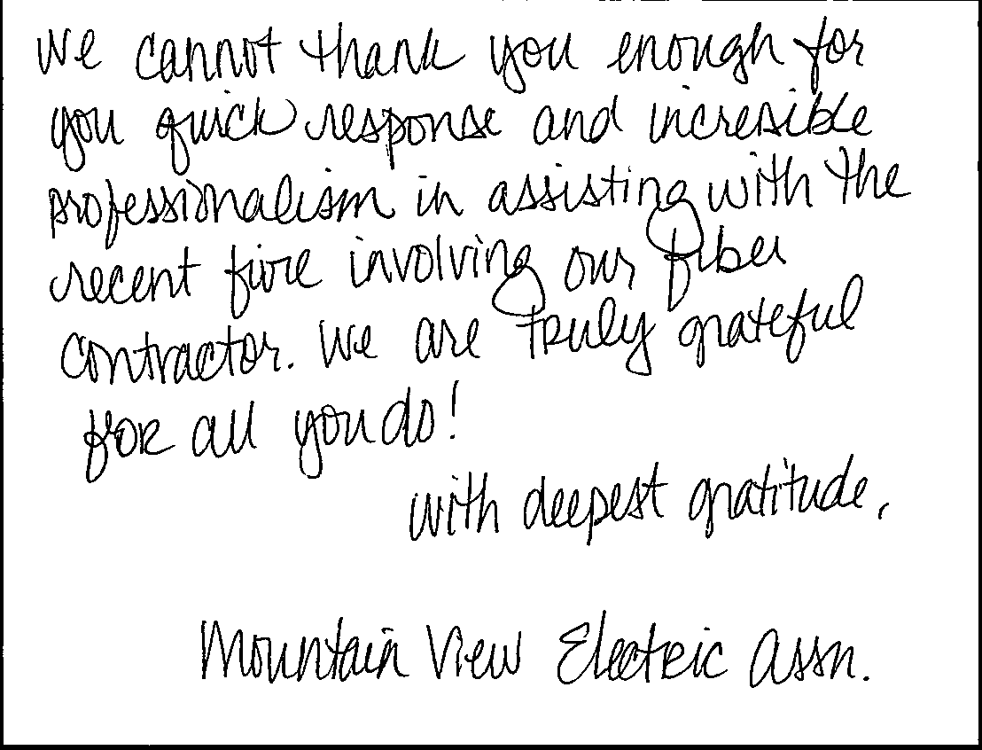 Note from Mountain View Electric Association