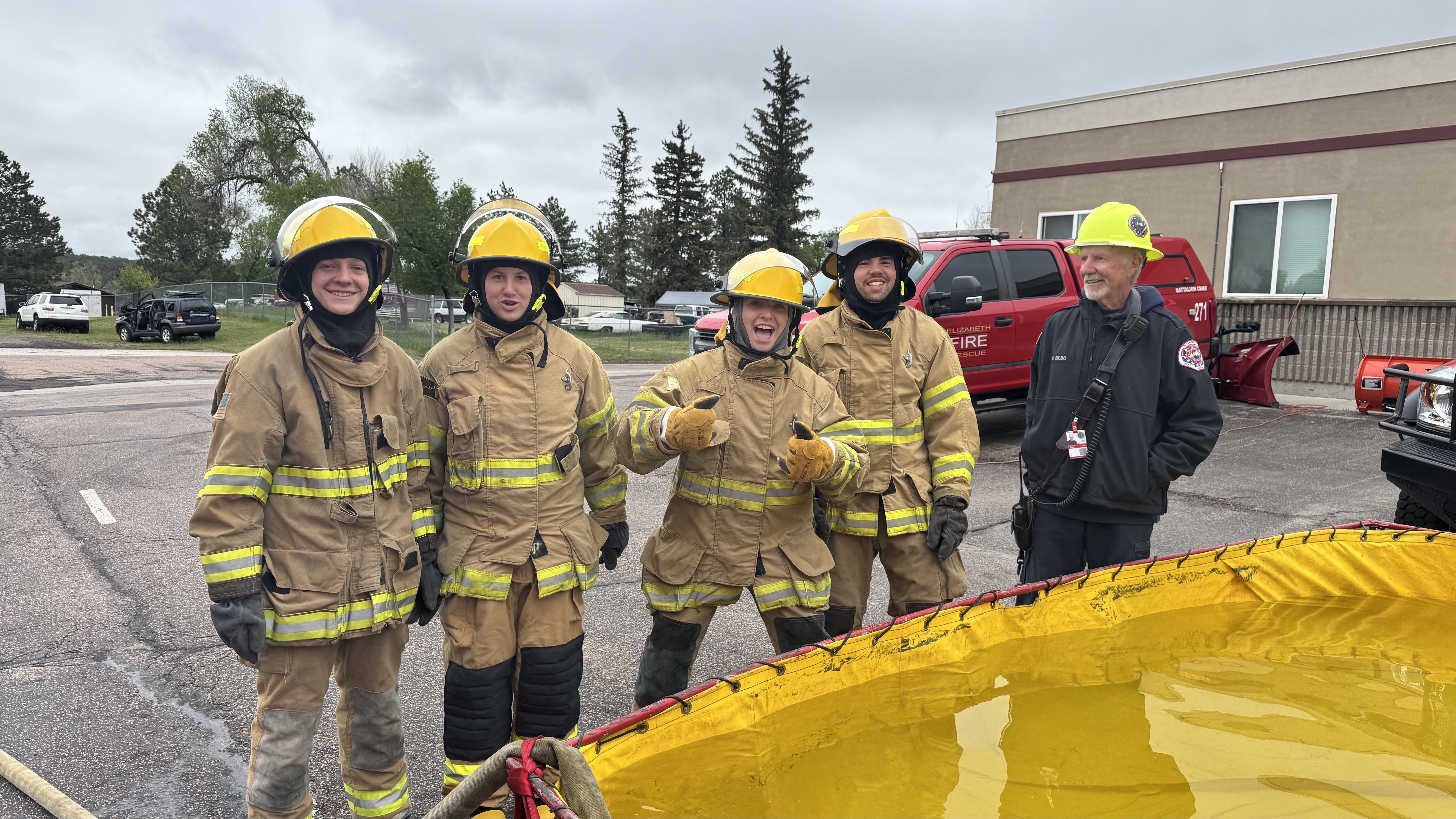 Public Safety Academy recruits and Support Services Volunteer Mike Bilbo