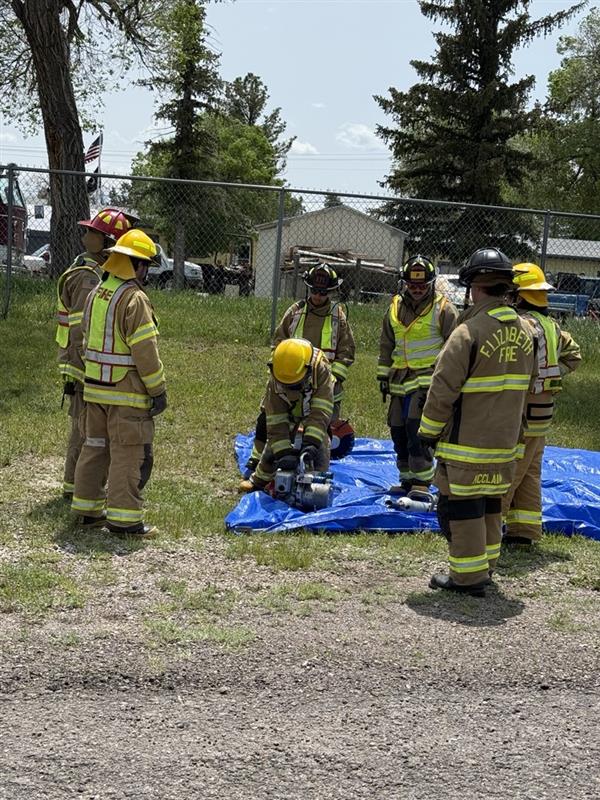 Crews during a mock car accident