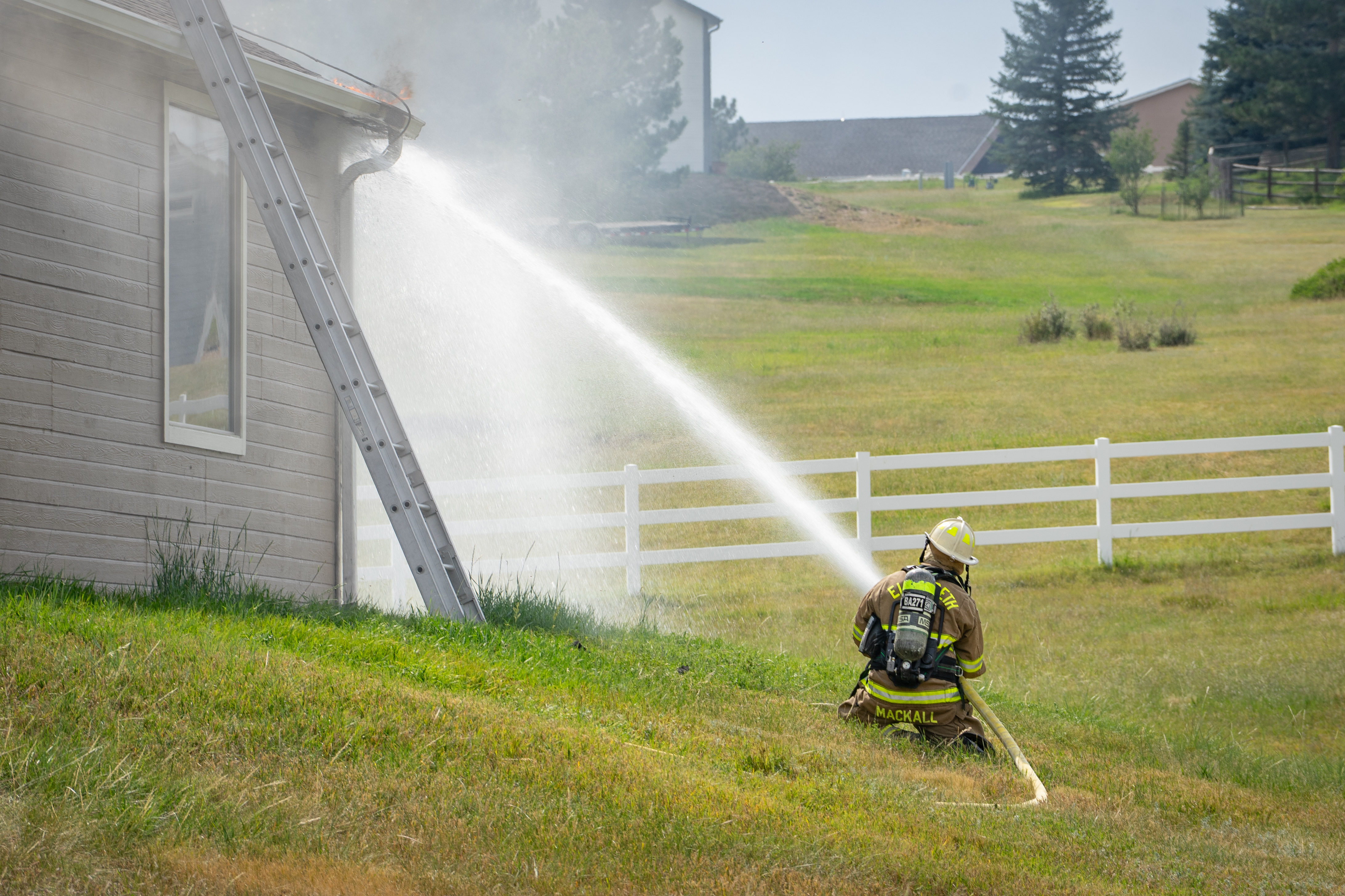 Crews and apparatus on an outbuilding fire - Photos taken by Ethan Dunlop / 303firephotography