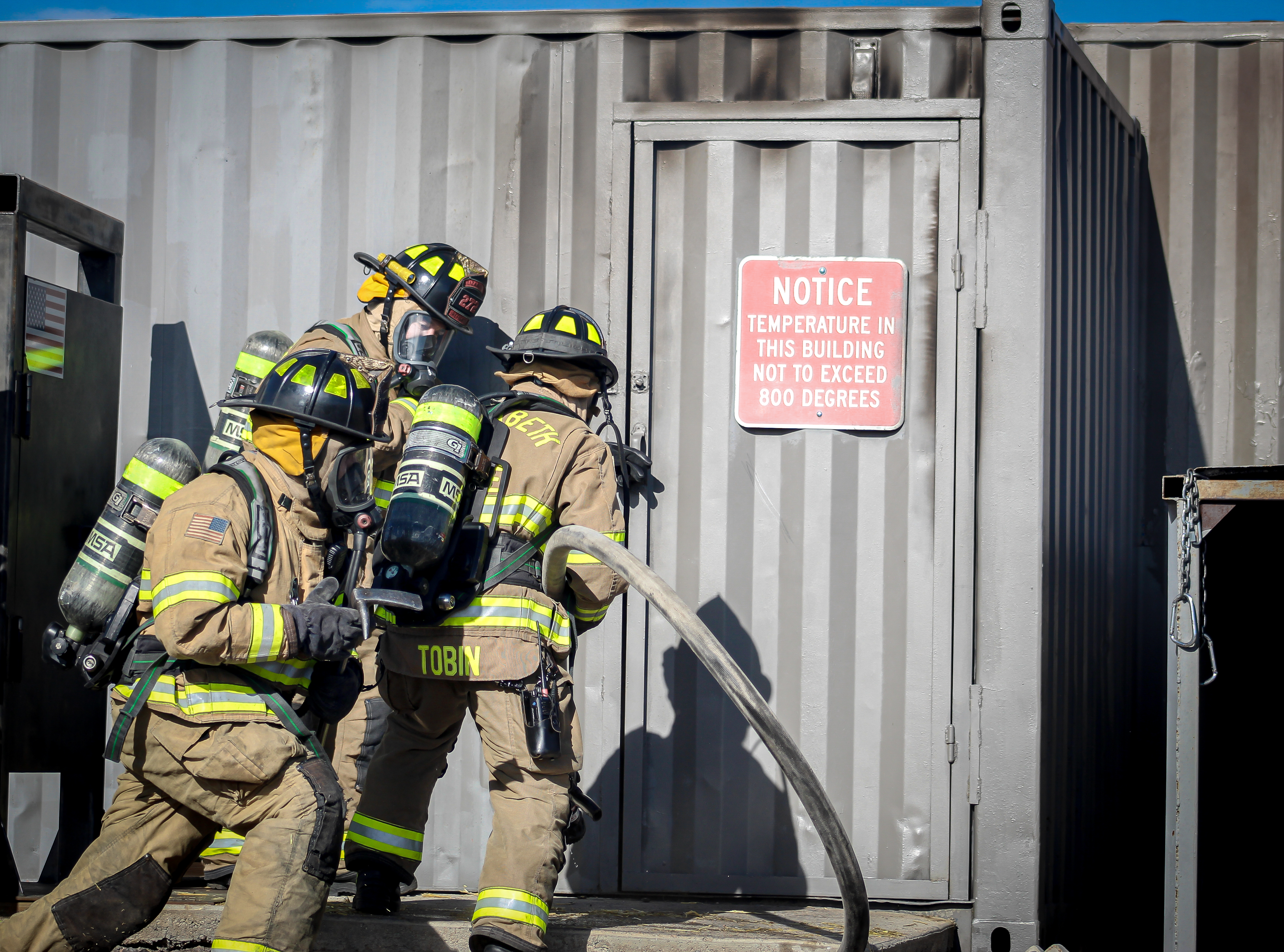 Crews at a live burn training