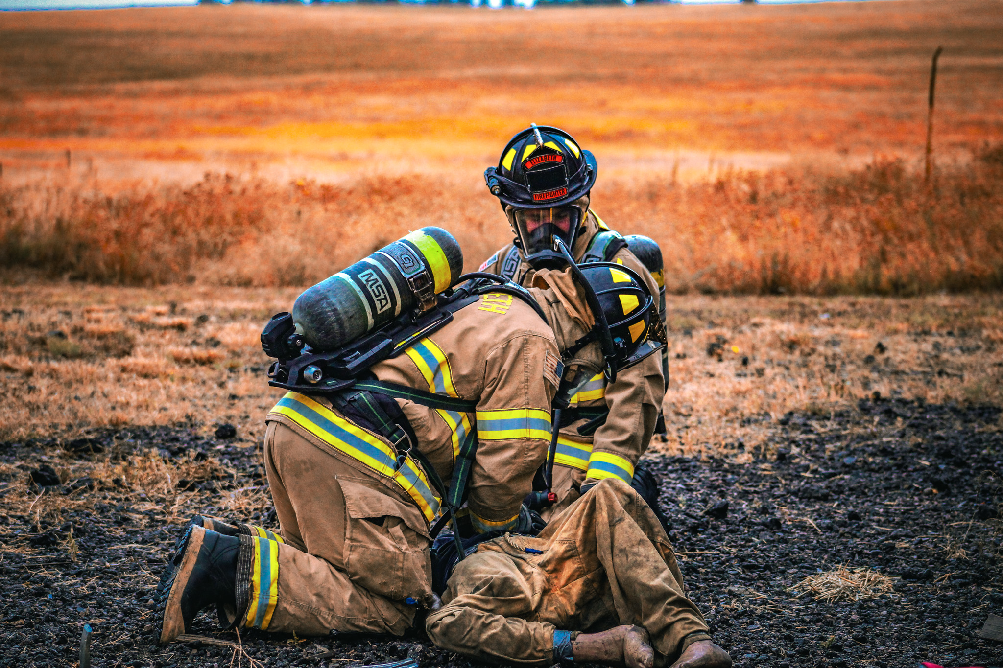 Crews at a live burn training