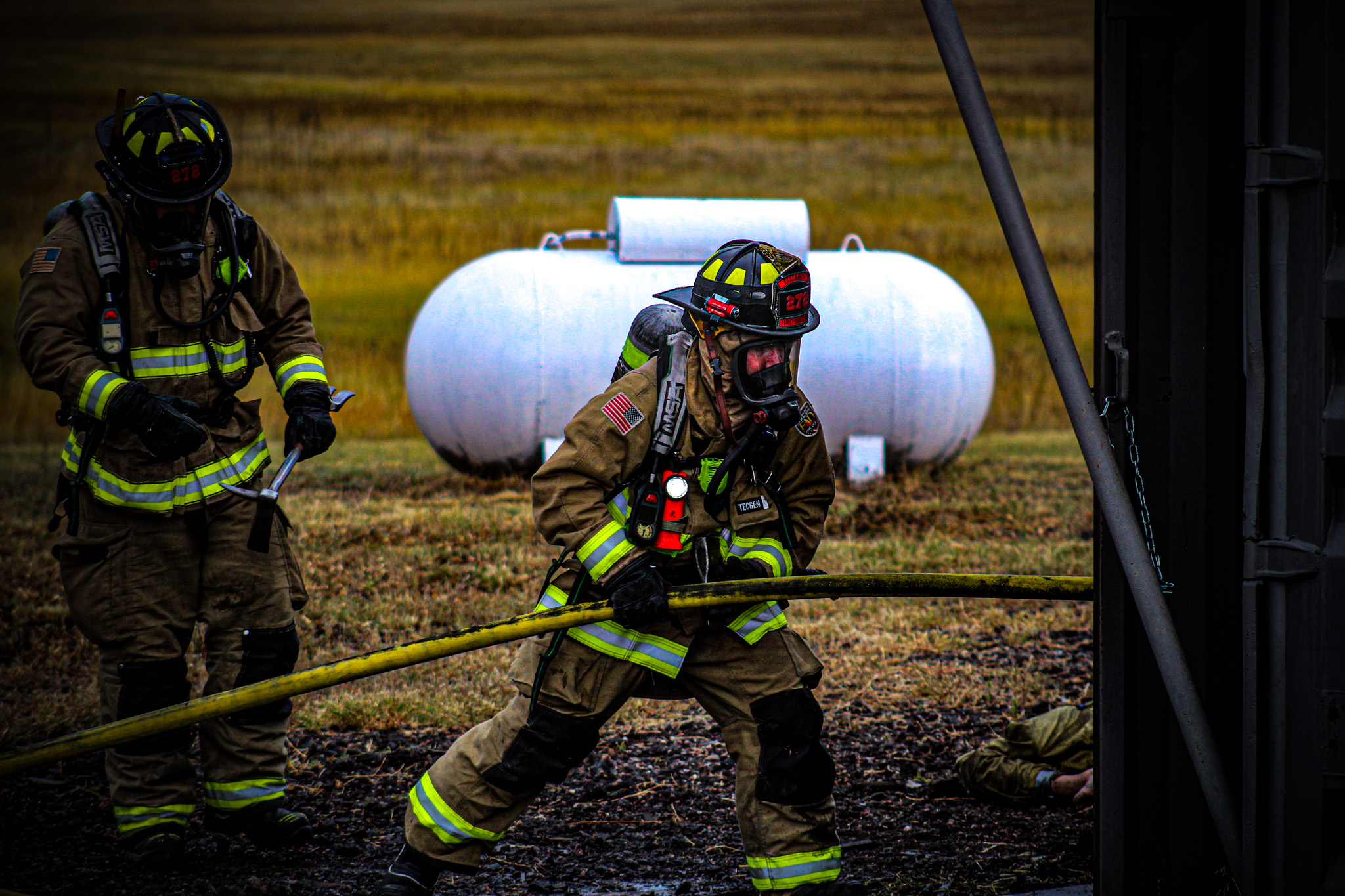 Crews at a live burn training