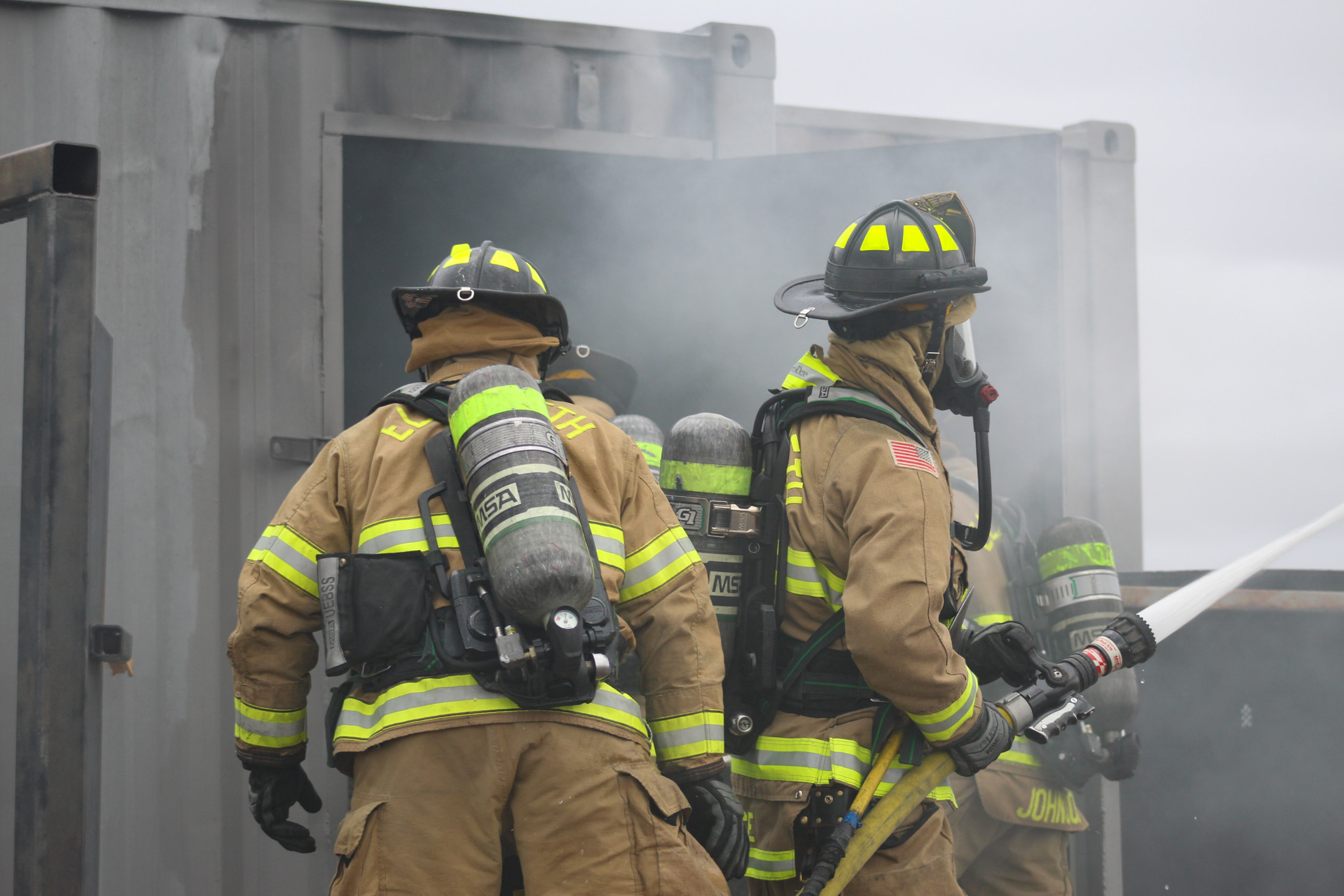 Crews at a live burn training