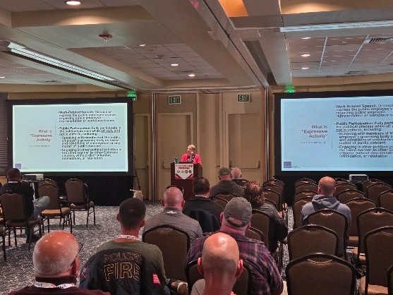 Attorney Ferguson educating Fire Chiefs on new employment laws