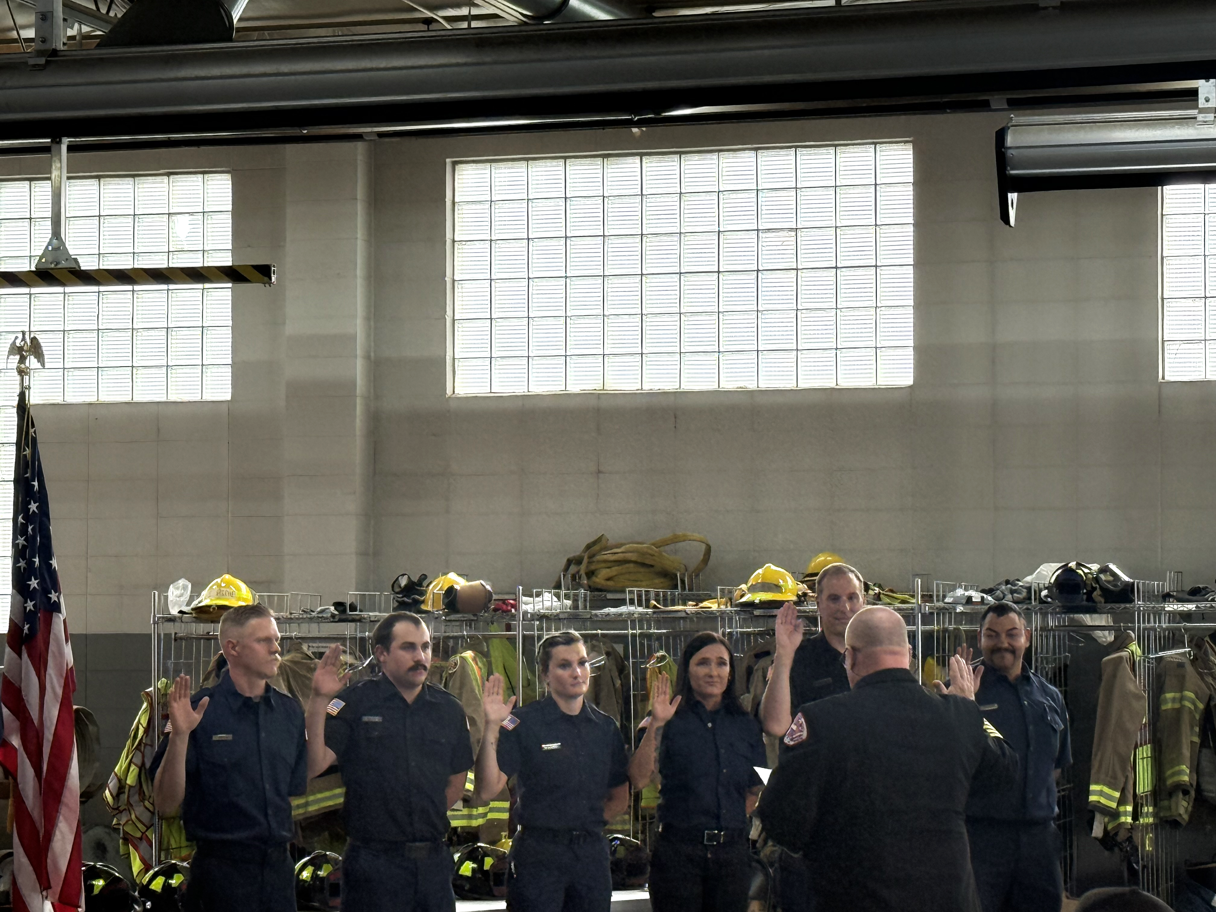 Firefighters at the pinning ceremony