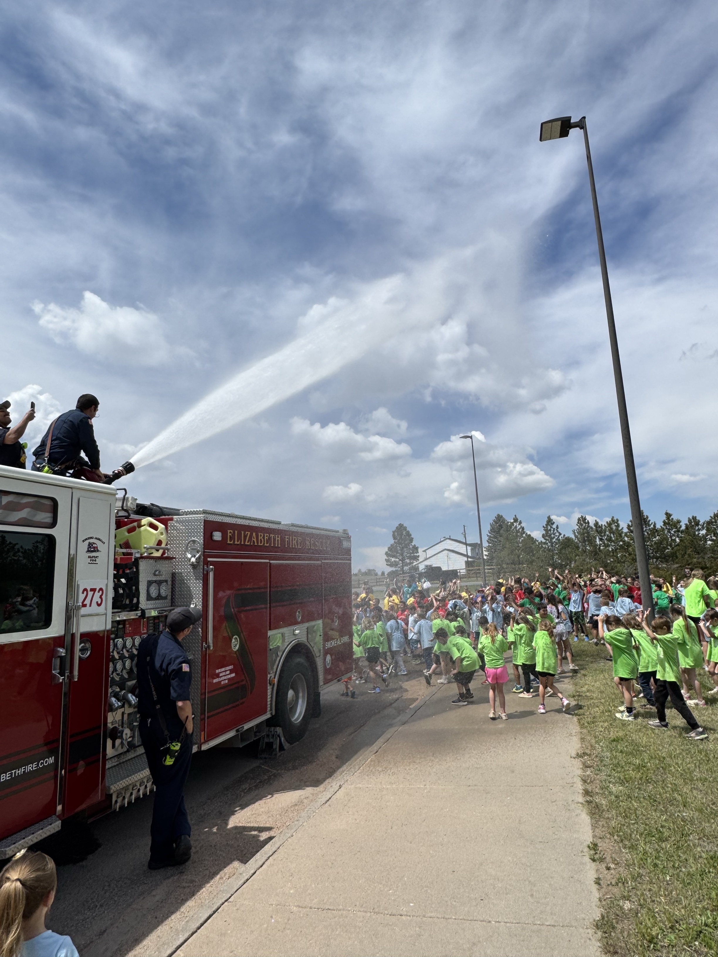 Firefighters at a school field day