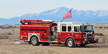 A fire engine parked outside